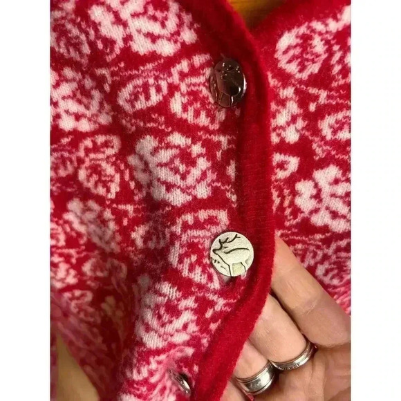 Alpspur Knit Wool Blend Cardigan Sweater Red and White Size M. READ DESC - Picture 2 of 8